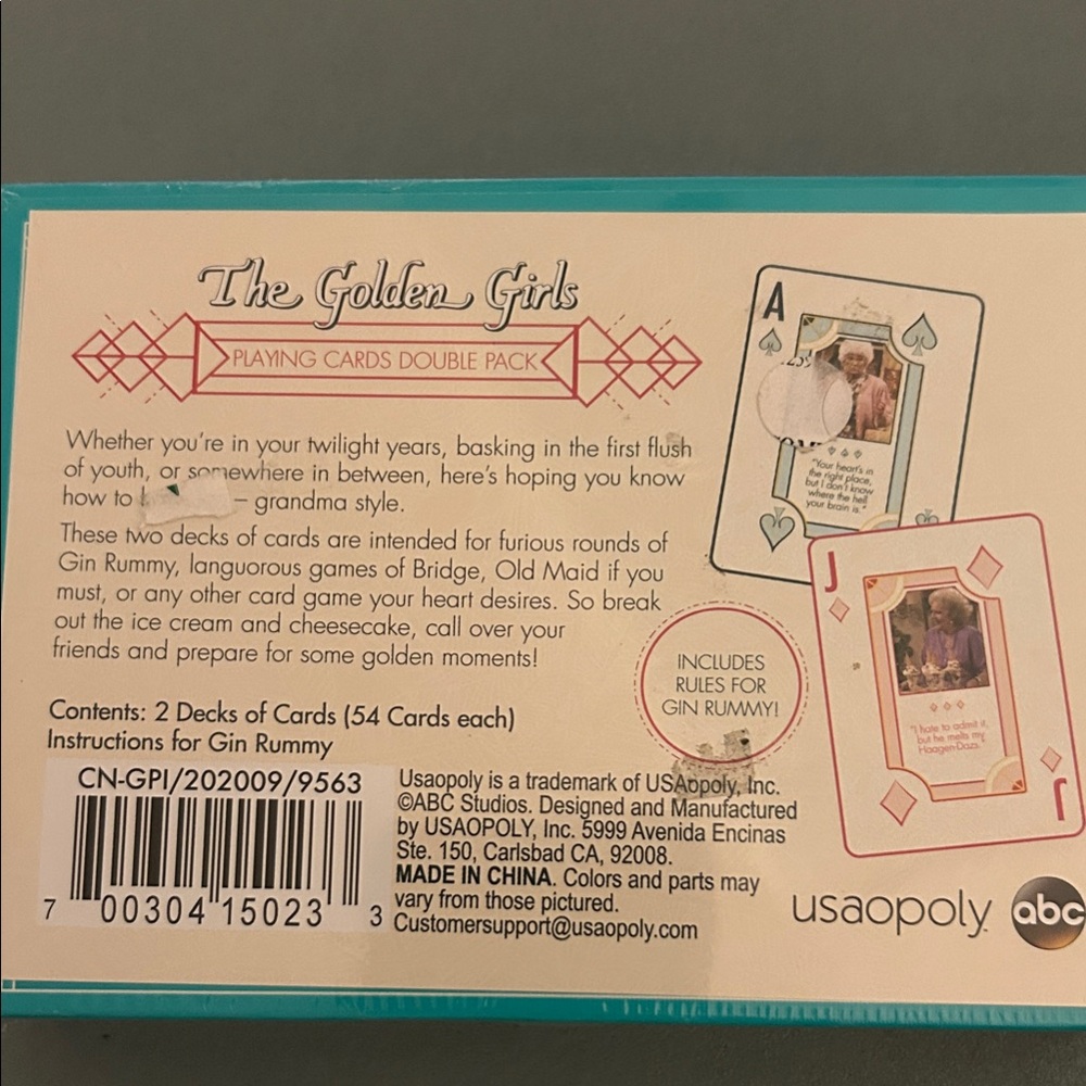 The Golden Girls Playing Cards Double Pack - Teal - Picture 2 of 2